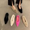 New Fashion Pointed Toe Fur Ballet Flat Woman Winter Warm Plush Shallow Loafers Ladies Concise Furry Solid Mocasines Dress Shoes