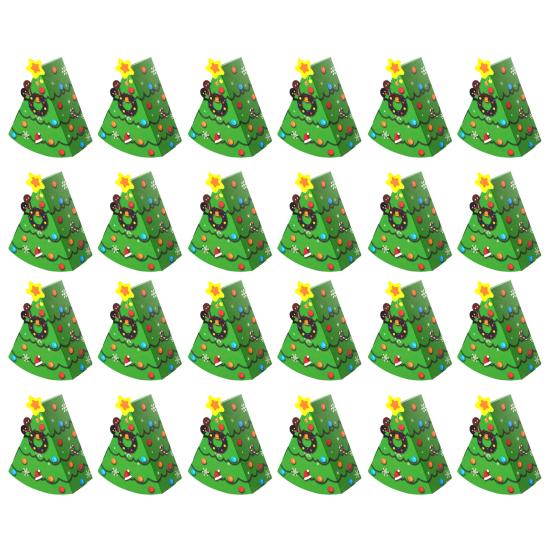 Christmas Candy Boxes Tree Shaped Candy Packaging Box Small Paper Treat Gift Boxes for Christmas New Year Party Supplies
