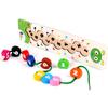 Wooden Worm Lacing Beads Number Beads Lacing Game Toy Early Math Educational Toy