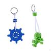 EVA 2pcs Key Chain Floats Skull & Ship Rudder Shaped Foam Tag Ring