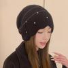Thickened Lace Point Drill Cap Women's Fleece Knitted Stacking Cap