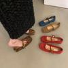 French Red Retro Versatile Light Mouth Single Shoes Women's Middle Heel Spring and Autumn New Gentle Fairy Flat Mary Jane Shoes