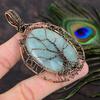 Aquamarine Handmade Copper Wire Wrap Jewelry Pendant 3.35 s7K14