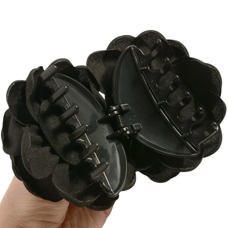 16 Colors Sweat Medium Size Cotton Fabric Rose Flower Hair Claw Clips for Women Korean Ctach Shark Clamp Hair Accessories