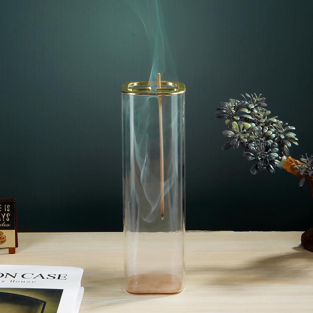 2 In 1 Glass Incense Burner Backflow Incense Holder with Removable Glass Ash Catcher for Incense Stick Cone Incense