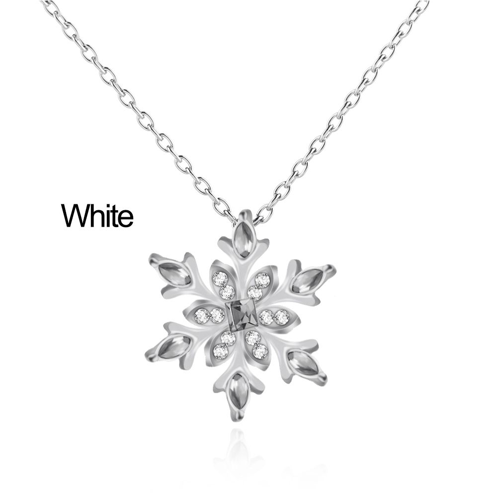 Women Frozen Snowflake Necklace Christmas Gift Silver Plated Rhinestone Crystal Pendant Chain