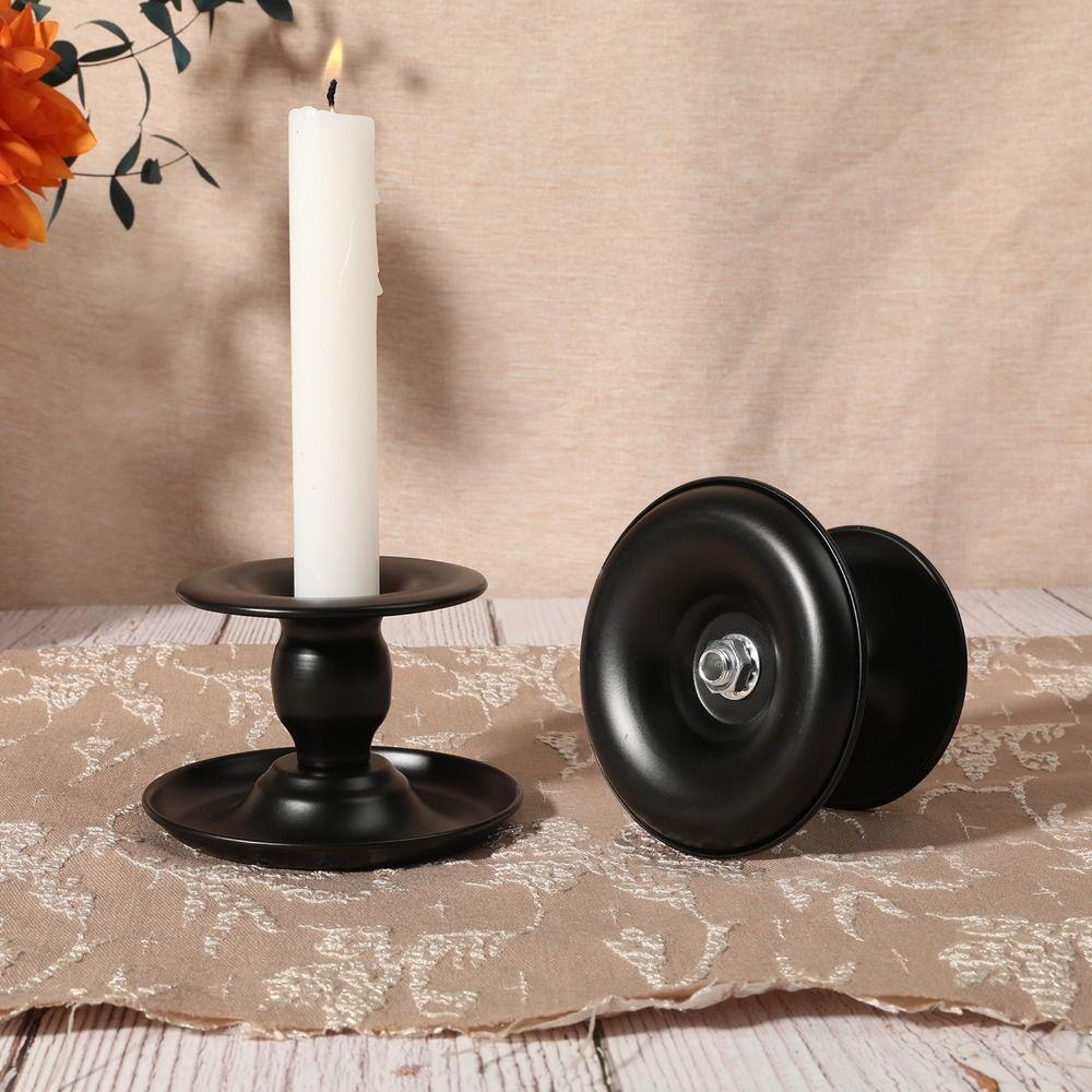 Handmade Round Candlestick Romantic Metal Candle Holder Modern Long Pole Candle Cup  Home