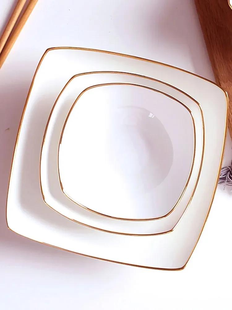 Ceramic Deep Soup Plate Square European-style Deep Mouth Square Dish Serving Dish