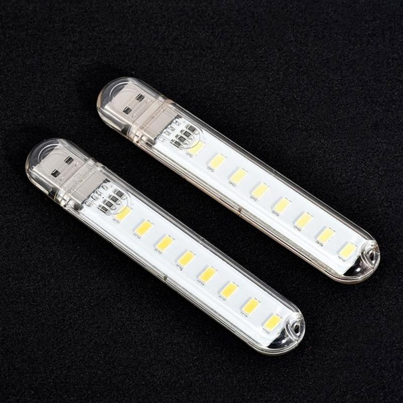 2/5PC 8 LED Mini Portable USB Lamp DC 5V Camping USB Lighting for PC Laptop Mobile Power Bank Gadget