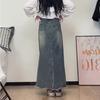 Vintage Denim A-line Skirt with Mermaid Hemline for Pear Shaped Women