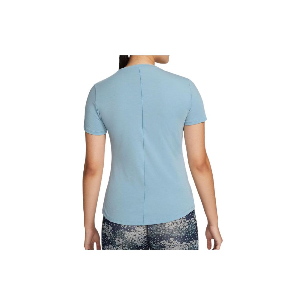 Nike Dri-FIT One Luxe Solid Color Round Neck Sun Protection Quick-Dry Short Sleeve T-Shirt Women T-Shirts Blue DD0619-494