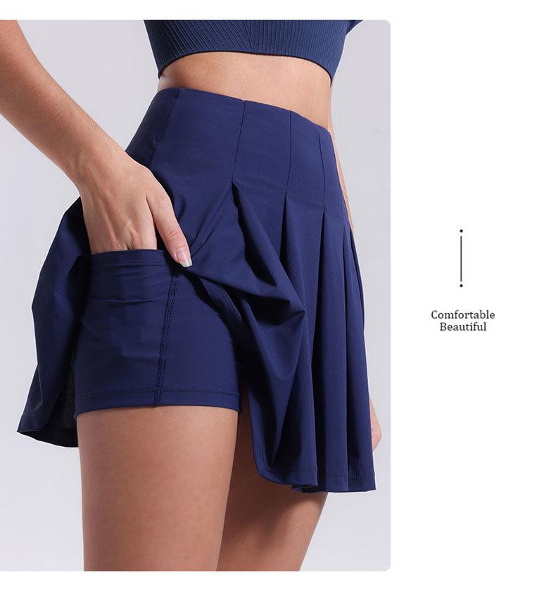 Lulu Sports Quick-Dry High Waist Skirt: Aerobic & Yoga Skort with Built-In Pockets, Anti-Exposure Pleats for Tennis & Fitness.