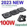 100W 3 In 1 Magnetic Portable  Wireless Charger  for iPhone15 14 13 12 XR Pro Max  Watch AirPods Fast Charging Dock Station