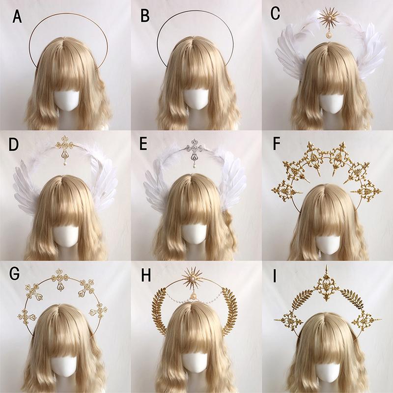 1 комплект Halo Crown Angel Feather Wings головной убор Halo Goddess головной убор KC головной убор аксессуары для головных уборов Готическая Лолита