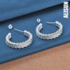 925 Sterling Silver Woven Piercing Earrings Fashionable Wedding Jewelry