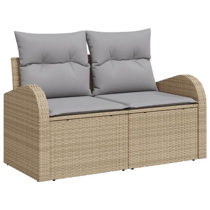 VidaXL Ensemble de canapé de jardin 7 pièces avec coussins Beige Poly Rattan 3345940