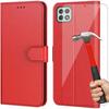 Case and Tempered Glass - BOOLING - for Samsung Galaxy A22 5G - Red - Anti-Scratch - Shockproof - Leather Effect
