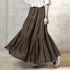 Women Cotton A-line Skirts Summer Loose Casual Elastic Waist Long Skirts