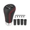 Shift Knob Gear Lever Shifter MT Stick Shift Knob Black Universal 5 Speed PU Leather Red Stitching