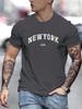 Men's Summer Fashionable Casual Loose Plus Size New York Usa 3D Printed Slim Fit Sports Round Neck Short Sleeved Mens T-shirt