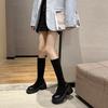 Thick-soled Boots Women's Spring and Autumn Boots Women's Knee-length Small Black Boots Elastic Thin Tall Fashion Boots