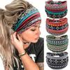 Bohemian Ethnic Print Yoga Headband - Wide Elastic, Sweat-Absorbing Headscarf
