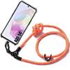 Shockproof Case - BOOLING - for Samsung Galaxy A35 5G - Transparent Silicone - Removable Orange Shoulder Strap