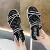 Two Sandals for Women's Fashion Outer Wear 2025 New Summer Flat-bottomed Rhinestone Shoes Soft-soled Jelly Shoes First Women's Shoes