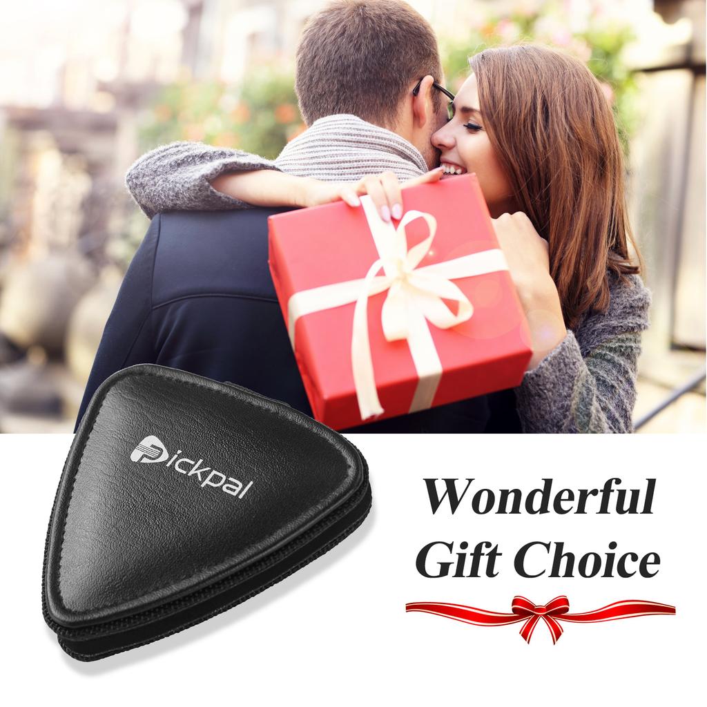 PICKPAL Guitar Picks Holder Case for Acoustic Electric Guitar Includes 12 PCS Guitar Picks Leather Guitar Plectrums