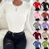 Fashion Autumn Winter Women Long Sleeve Round Neck Slim Ribbed Knit Pull Sweater Femme Tops