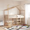 VidaXL Bunk Bed with Ladder and Roof 90x200 Cm Solid Pine Wood, Mid Sleeper, Loft Bed with Ladder, Bed 3282064