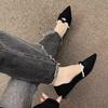 Fashion Pointed Single Shoes Women's Black Shallow Mouth Flat Shoes 2024 New Spring and Autumn Temperament Soft Sole  Womens Shoes