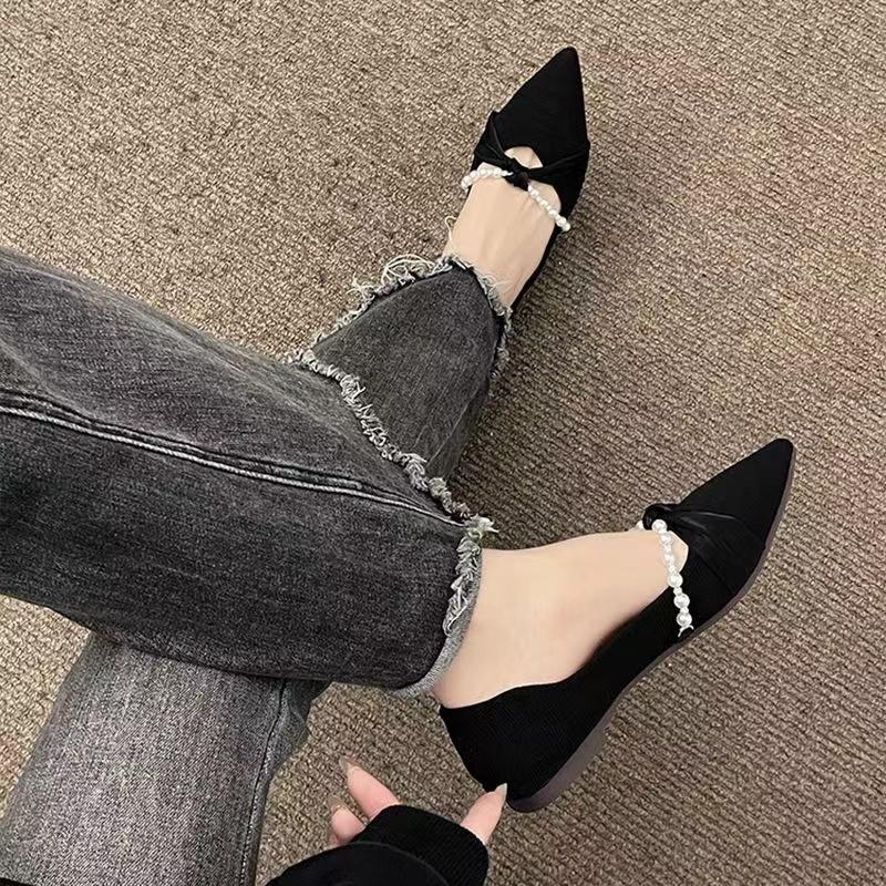 Fashion Pointed Single Shoes Women's Black Shallow Mouth Flat Shoes 2024 New Spring and Autumn Temperament Soft Sole  Womens Shoes