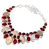 Montana Agate, Garnet Gemstone 925 Sterling Silver Jewelry Necklace 18" SU-9821
