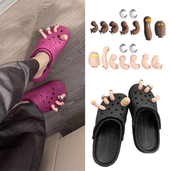 1 Set Toe Charms Funny Simulation Foot Thumb Shoe Charms Decoration Accessories for Kids Adults