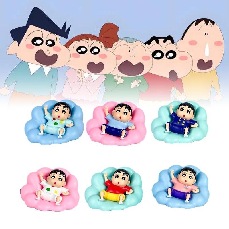 6pcs Cloud Pajamas Crayon Shin Chan Toy Doll Pvc Model Desktop Decor Gifts Xmas