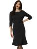 Allegra K Women's Elegant Boat Neck Pleated Midi Dress, Black, Size L