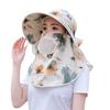 Fashion Flower Beach Cap Face  Neck Protection Fisherman Hat Women's Ponytail Hat  Spring Summer