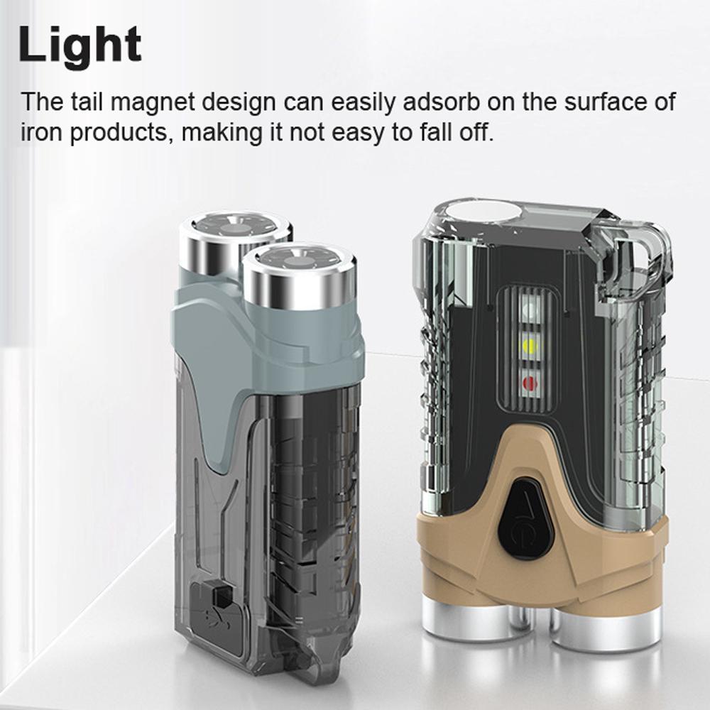 Compact Size Dual-Light Flashlight USB Rechargeable High Brightness Keychain Light Portable Outdoor