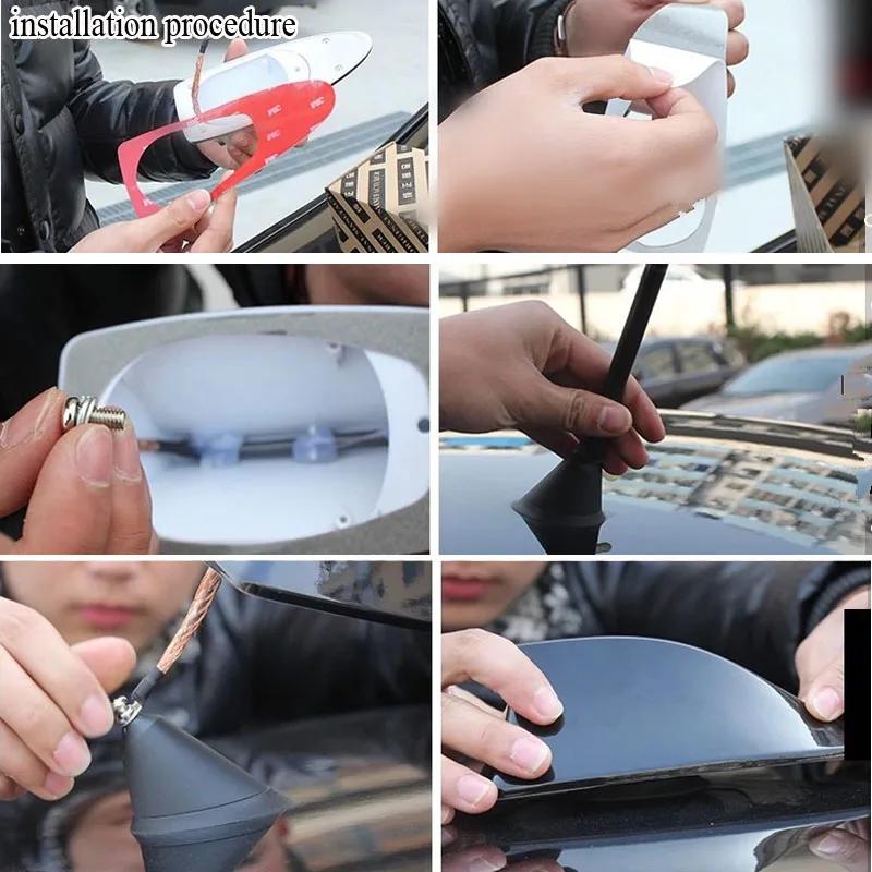Car Shark Fin Antenna Fin Shape Auto Roof Aerial No Drilling Radio FM/AM Signal Vehicle Accessories Universal for Most Car Water