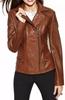 Women's Stylish Brown Handmade Genuine Soft Leather Motorcycle Biker Casual Jacket