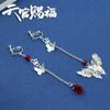 Anime Tian Guan Ci Fu Long Earrings For Women Heaven Officials Blessing Red Crystal Earclip Ladies Butterfly Ear Props Gift