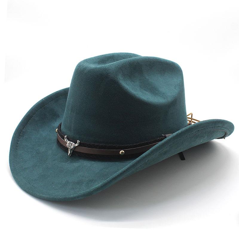 Horn Men'S And Women'S Knight Hat Felt One-Word Hat Top Hump Adjustable Western Cowboy Hat