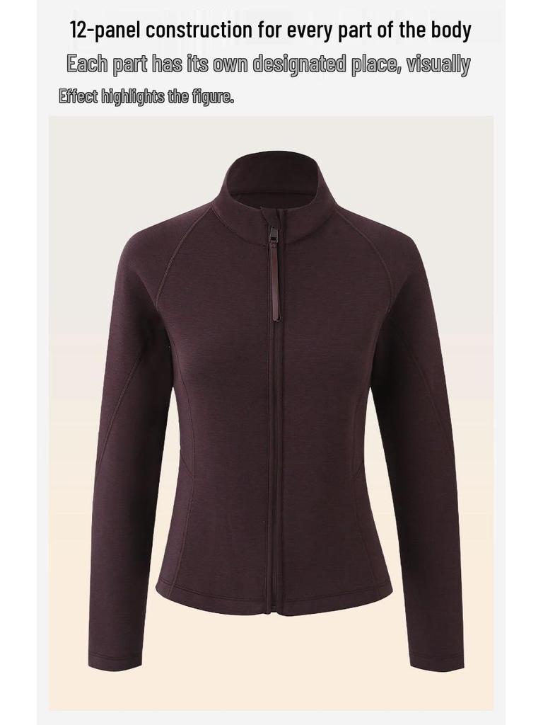 Figure-Flattering Air Layer Women's Spliced Sportswear Jacket: Stand-up Collar Yoga Cardigan