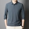 Autumn Ice Silk Markless Long-sleeved T-shirt Men's POLO Shirt New Solid Color Lapel Top