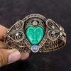 Green Carved Bone Face Bangle Copper Wire Wrapped Cuff Bracelet Gemstone Bangle Adjustable Cuff Bracelet Handmade Rainbow Moonstone Bangles