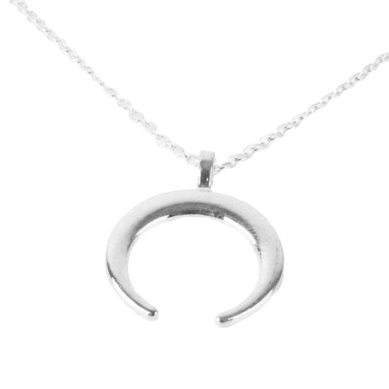 Simple Women Crescent Moon Pendant Chain Necklace Banque Jewelry Birthday Gift