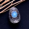 Natural Blue Chalcedony Gemstone 925 Sterling Silver Ring Size 10.5 T7q94
