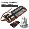 39pcs Sketch Pencil Set Canvas and PU Leather Professional Sketching Drawing Painting Kit Pencil Bag