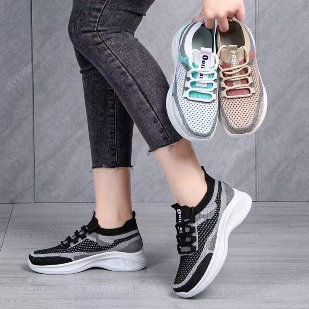 Leisure Sports Shoes New Thick Soled Height Increasing Mesh Breathable Color Blocked Vulcanized Shoes
